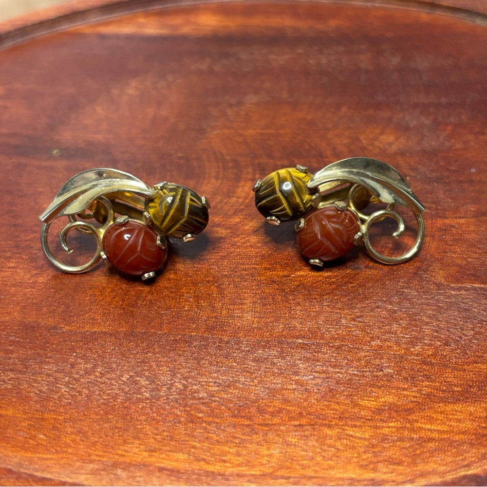 Vintage 12K GF clip on earrings signed Burt Cassell